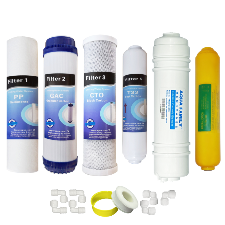 Kit 5 filtri, remineralizzatore, Membrana 75 GPD in linea ad osmosi inversa MOON75LINE