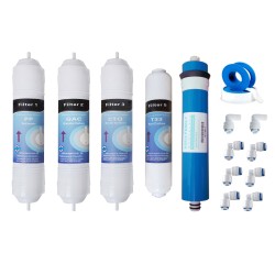 Kit de membranes pour osmose inverse filtres universels à 5 étapes Pièces de rechange des filtres d'épuration d'eau Compatible avec tous les modèles Jacar 