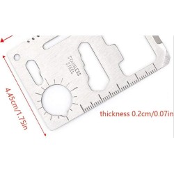 Carte d'outils multifonction. Acier inoxidable. 11 fonctions.