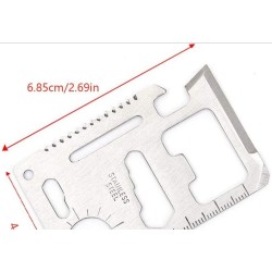 Carte d'outils multifonction. Acier inoxidable. 11 fonctions.