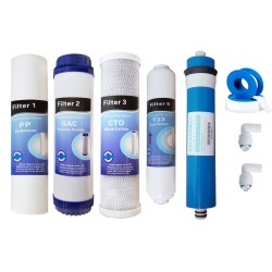 Jeux 4 filtres + membrane 50 GPD osmose inverse compatible PUREMAX