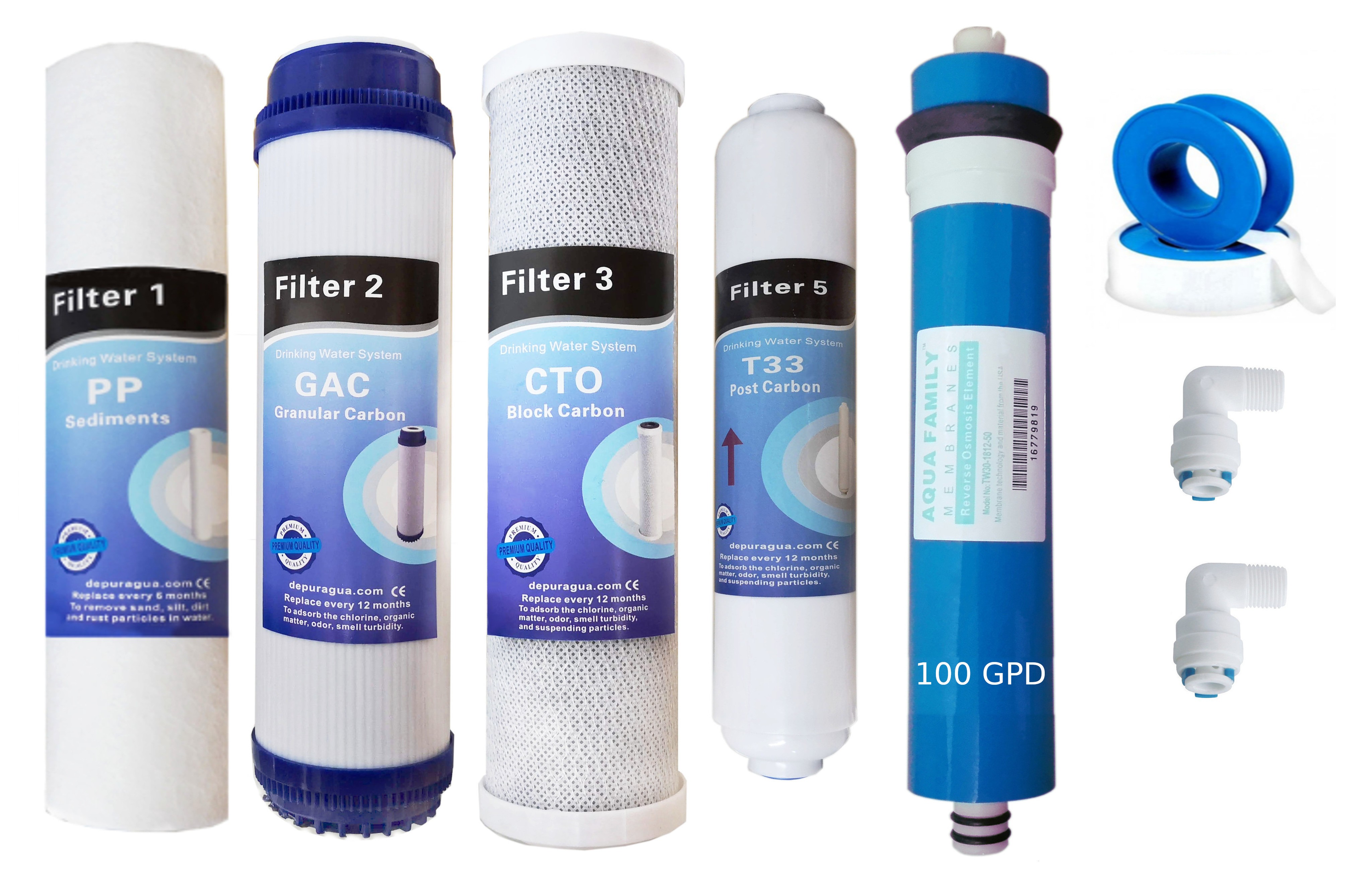 4 finest-filters ósmosis inversa RO unidad completa de repuesto Pre filtros incluidos filtros de membrana 