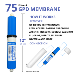 Jeux 4 filtres + membrane 75 GPD osmose inverse universal MOON75